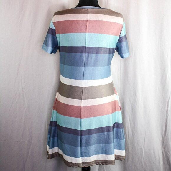 Simplee Striped Dress Pastels Short Sleeves Size M - Picture 3 of 4